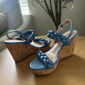 SCHUTZ Blue Braided Cork Wedges